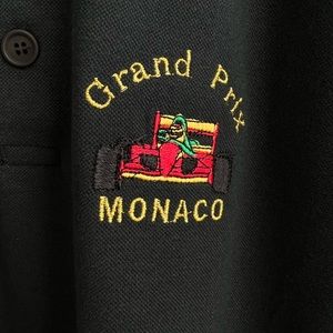 Vintage Grand Prix Monaco Black Polo Shirt Sz: M